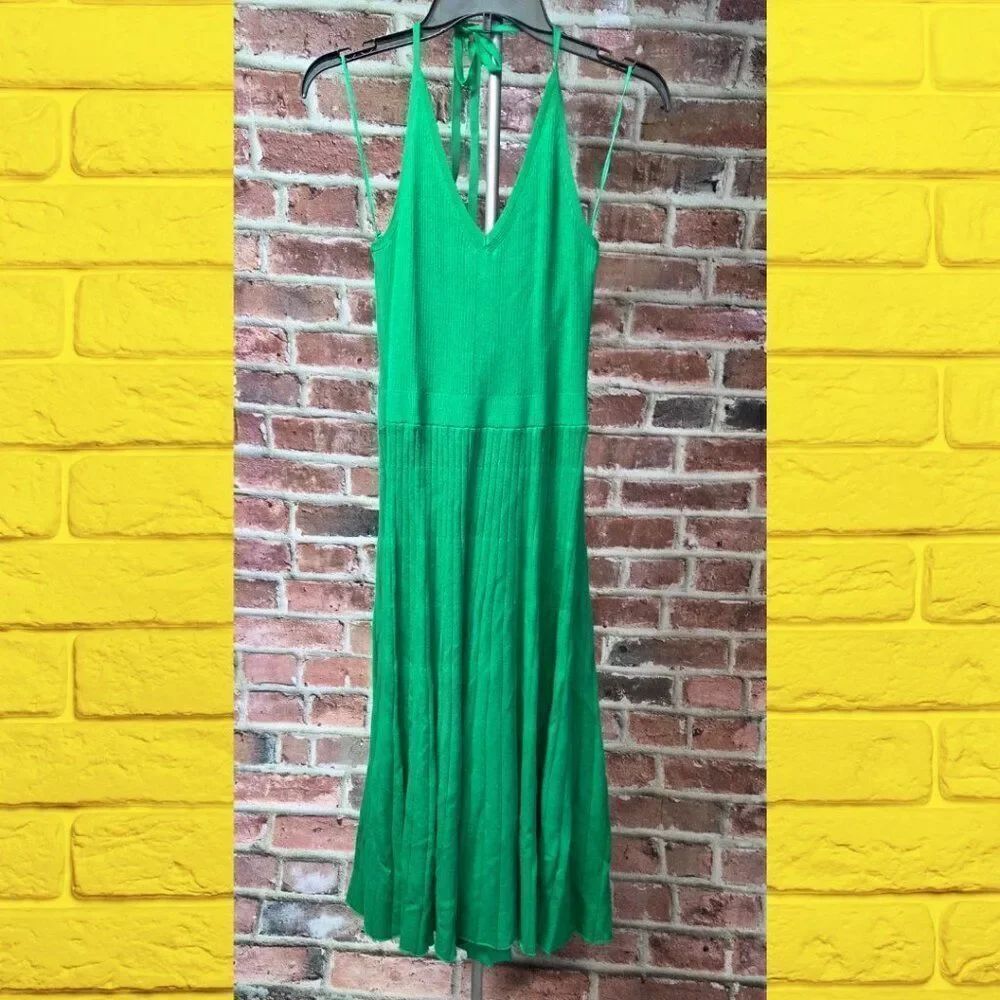 A New Day Ribbed Sweater Dress – Women’s Size Large – Green – Halter‎ Neck